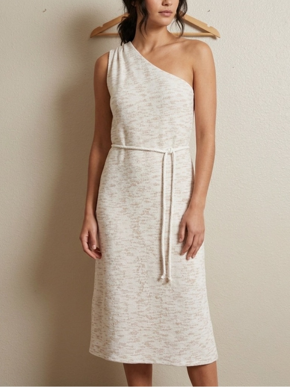MAURIE‎ + EVE One-Shoulder Cream Knit Dress with Tie Waist Resort